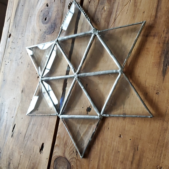 NFS Clear Beveled Stained Glass 6 point Star Suncatcher  10" - Picture 6 of 9